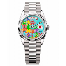 Rolex Day Date Jigsaw Puzzle Dial Super Clone Watch | Time Stampede With Emotion 36mm| Ref. 128239 Latest 2025 Release